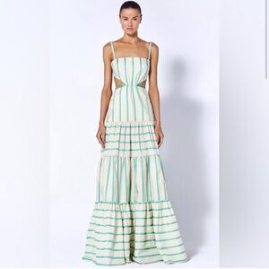 Alexis Theresa Striped Cut-Out Maxi Dress- Size Small; Color: Santorini